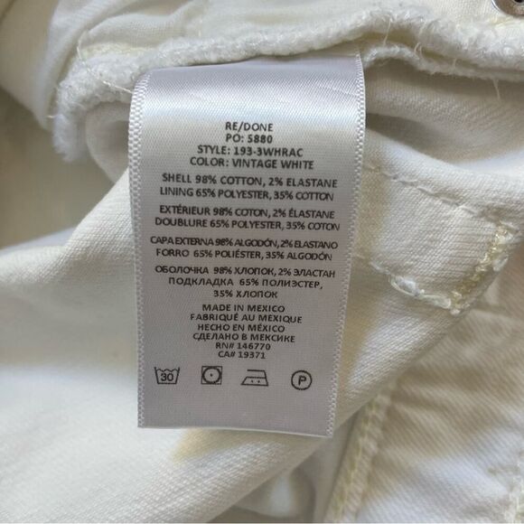 Re/Done 90’s High Rise Ankle Crop Jeans Vintage White Size 26 - Picture 9 of 14